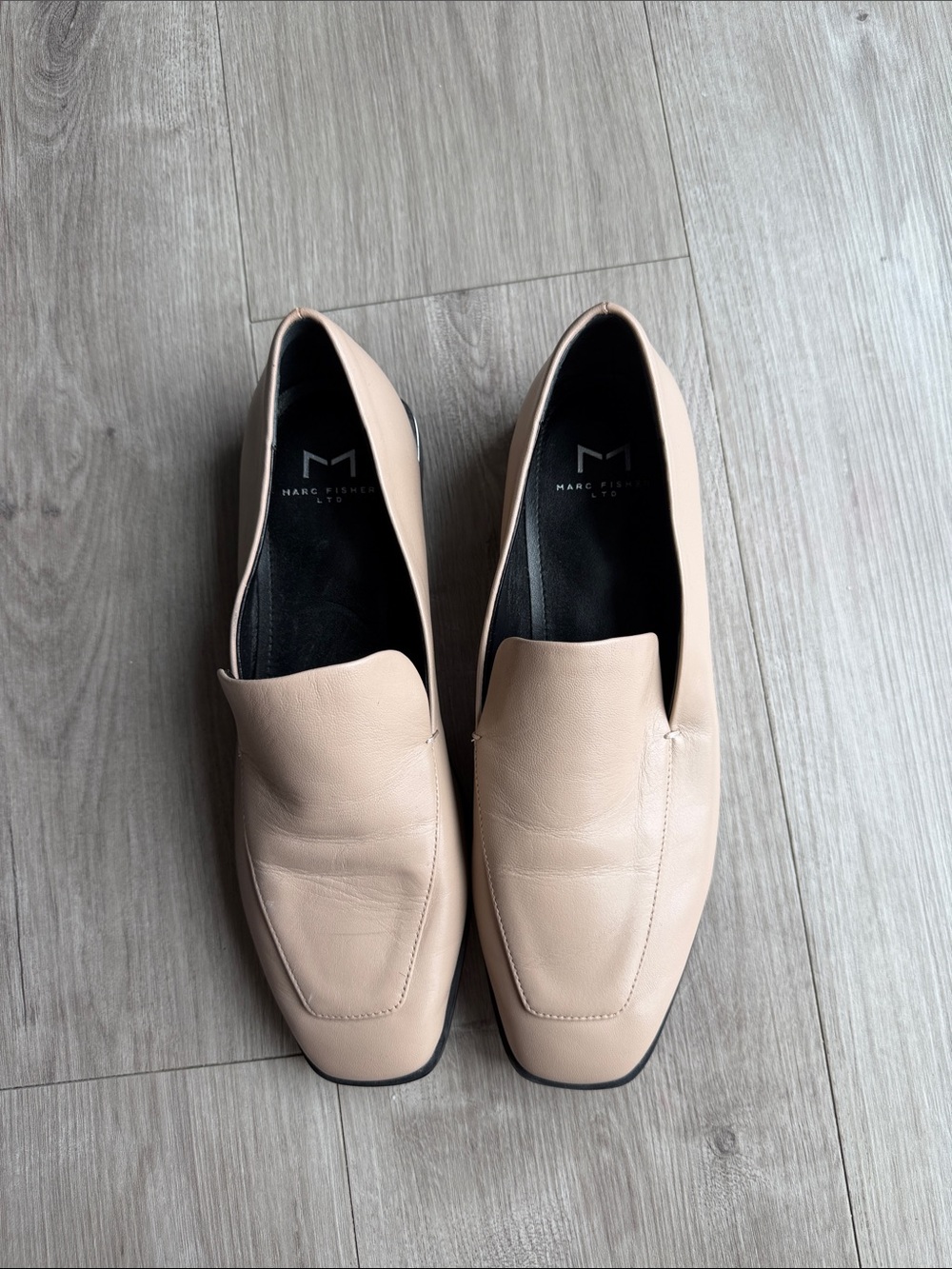 Nude leather loafers